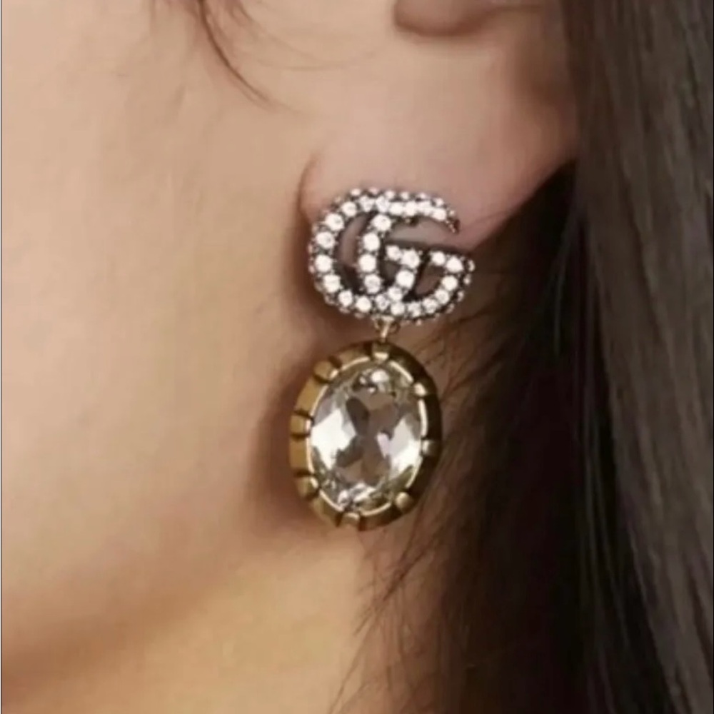 Gucci Gold and Silver Crystal Earrings - Picture 1 of 4